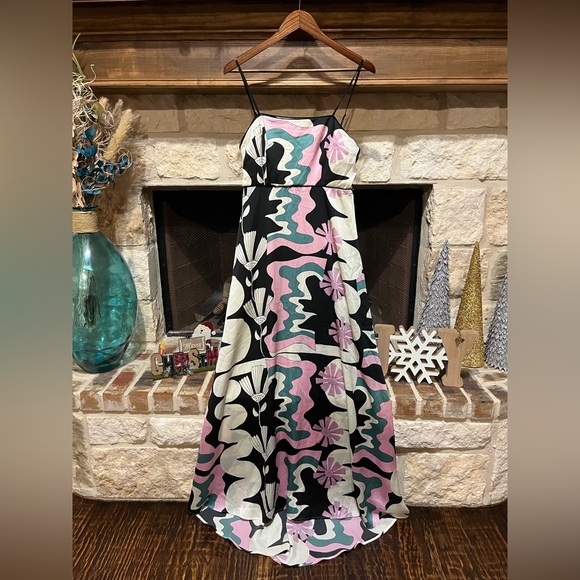 Anthropologie Oopscool Maxi Dress Graphic Print Dress  Floral Eclectic Medium - Picture 3 of 14